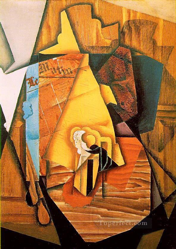 a man in a cafe 1914 Juan Gris Oil Paintings